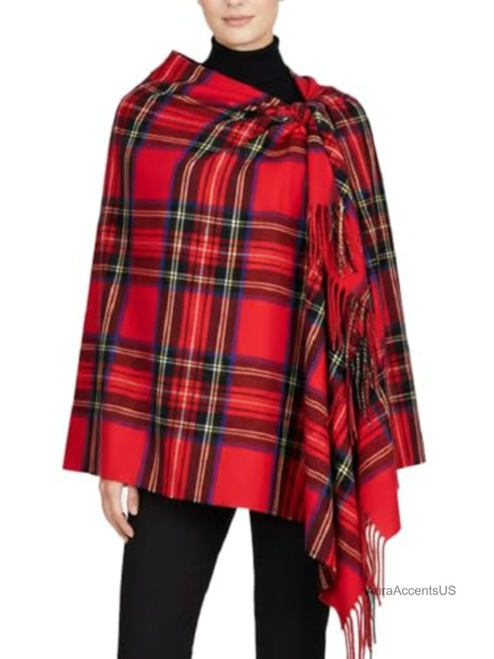 Large Cashmere Feel Tartan Checked Shawl Blanket Scarf 80" x 30"